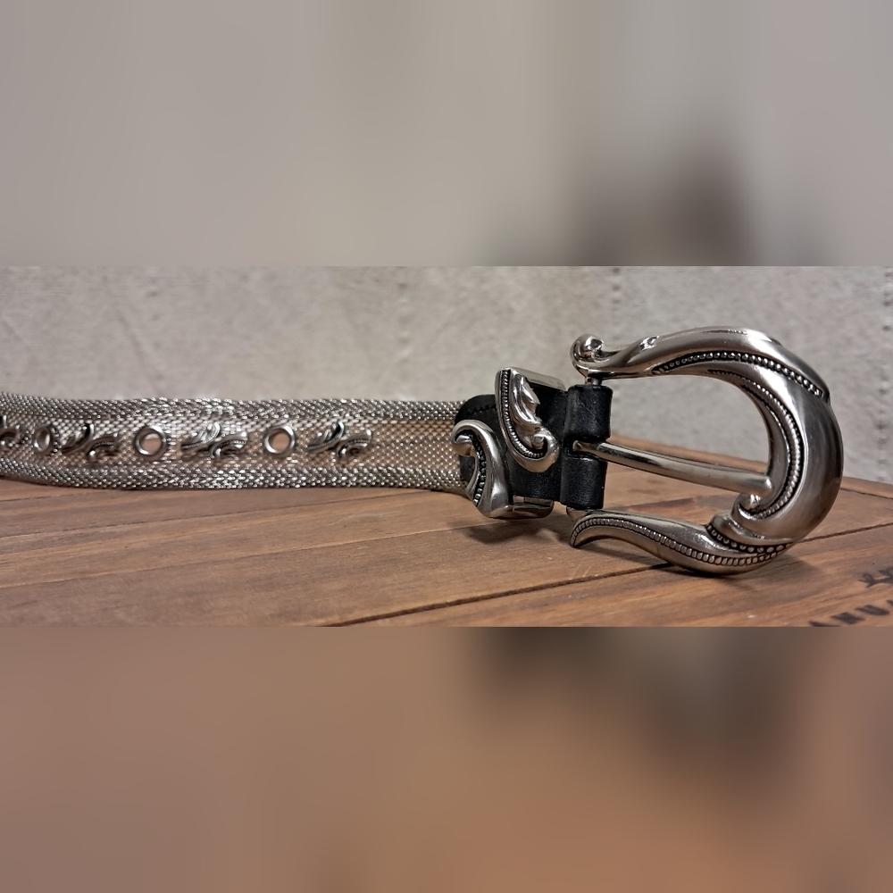 Metal Mesh Vintage Belt With Silver Toned French Buckle 40" - Picture 4 of 4
